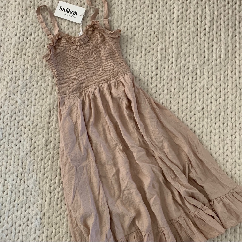 Stretch flowy tank Indikah midi dress mauve pink